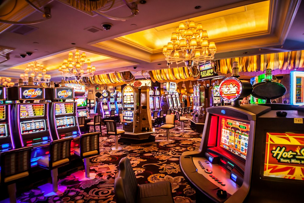 Luxury casino gaming hall with tables